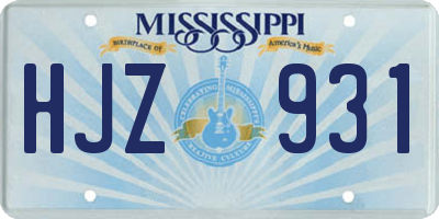 MS license plate HJZ931