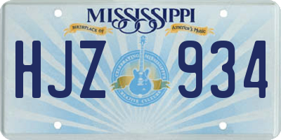 MS license plate HJZ934