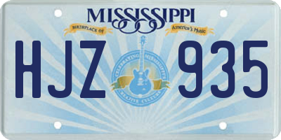 MS license plate HJZ935