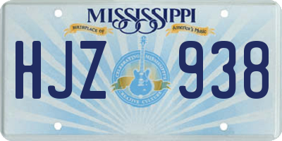 MS license plate HJZ938