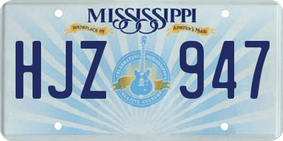 MS license plate HJZ947