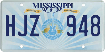 MS license plate HJZ948