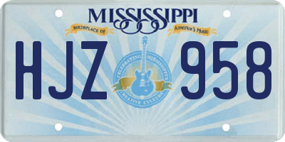 MS license plate HJZ958