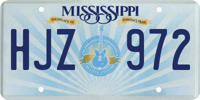 MS license plate HJZ972