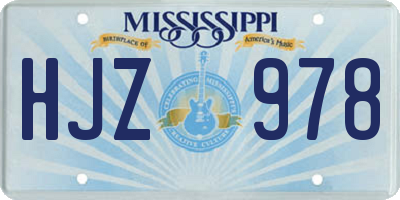 MS license plate HJZ978