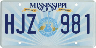 MS license plate HJZ981