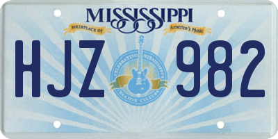 MS license plate HJZ982