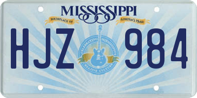 MS license plate HJZ984