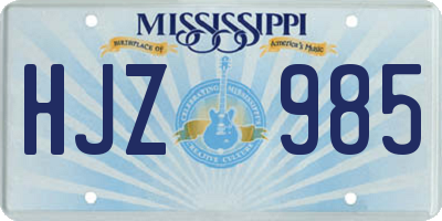 MS license plate HJZ985