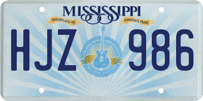 MS license plate HJZ986
