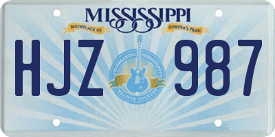 MS license plate HJZ987