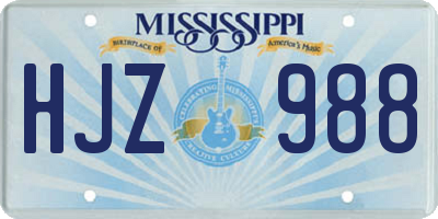 MS license plate HJZ988