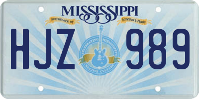 MS license plate HJZ989