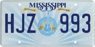 MS license plate HJZ993