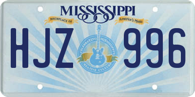 MS license plate HJZ996