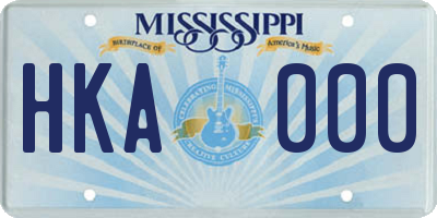 MS license plate HKA000