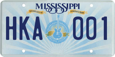 MS license plate HKA001