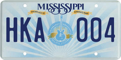 MS license plate HKA004