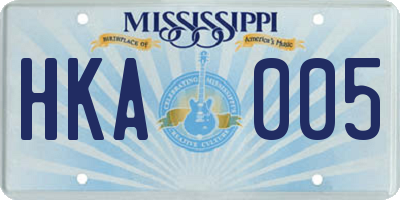 MS license plate HKA005