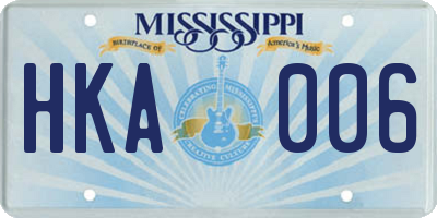 MS license plate HKA006