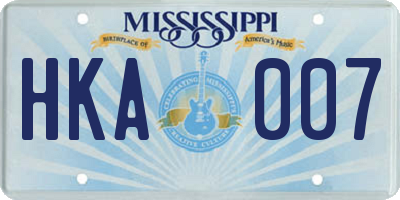 MS license plate HKA007