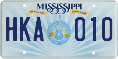 MS license plate HKA010