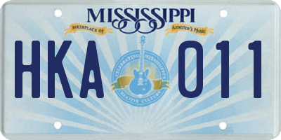 MS license plate HKA011