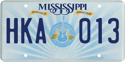 MS license plate HKA013