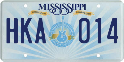 MS license plate HKA014