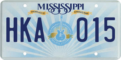 MS license plate HKA015