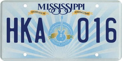 MS license plate HKA016