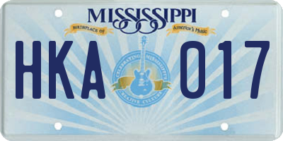 MS license plate HKA017