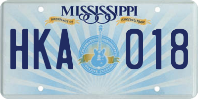 MS license plate HKA018