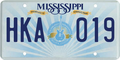 MS license plate HKA019