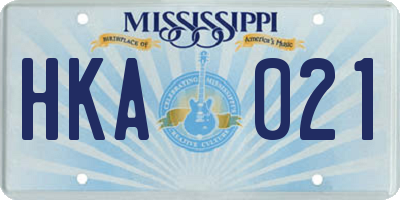 MS license plate HKA021