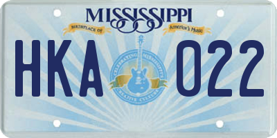 MS license plate HKA022