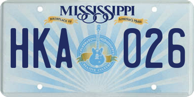 MS license plate HKA026