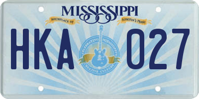 MS license plate HKA027
