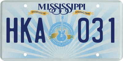 MS license plate HKA031