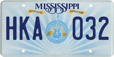 MS license plate HKA032
