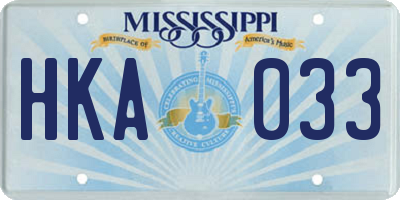 MS license plate HKA033