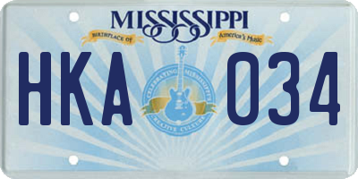 MS license plate HKA034