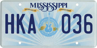 MS license plate HKA036