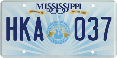MS license plate HKA037
