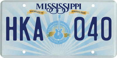 MS license plate HKA040