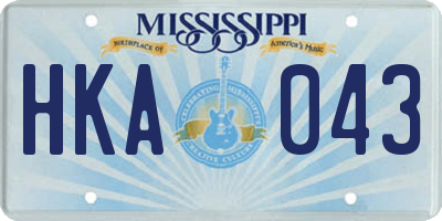 MS license plate HKA043