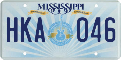 MS license plate HKA046