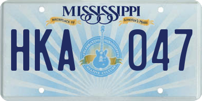 MS license plate HKA047