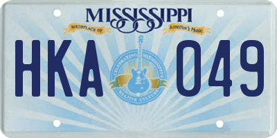 MS license plate HKA049