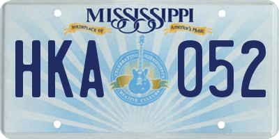 MS license plate HKA052